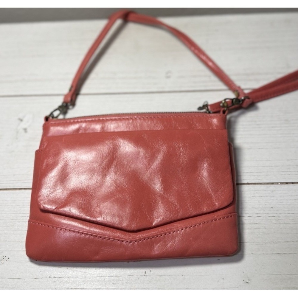 Hobo Leather Crossbody Wristlet Coral Tea Rose